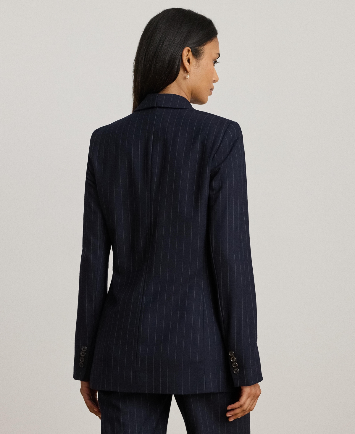 Ralph Lauren Womens Suiting Ryen Double Breasted Pinstripe Twill Blazer 0 22w In Blue