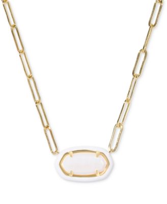 Elisa Enamel Frame Paperclip Necklace, 17" + 3" extender