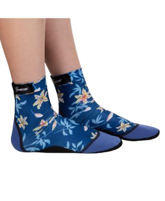 High Top SeaSnug Beach Socks for All Beach and Sand Activities - Geometric Palm / 4XS