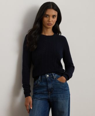 Women's Long Sleeves Pointelle-Knit Sweater