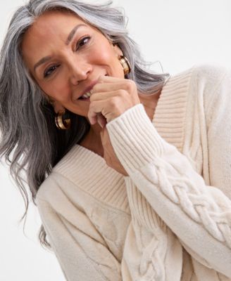 Petite Chunky Cable-Knit Sweater, Macy's Exclusive