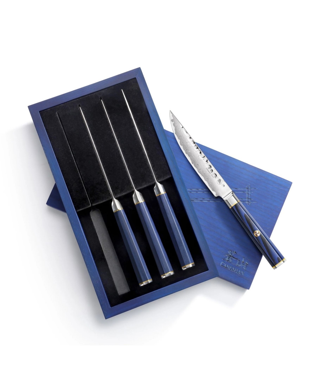 Cangshan Kita Series 4-pc. Fine Edge Steak Knife Set In Blue