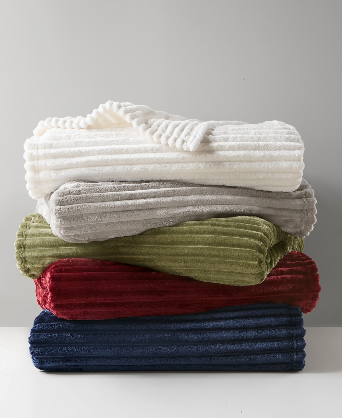 Arch Studio Ribbed Plush Blanket, Twin, Macy's Exclusive In White