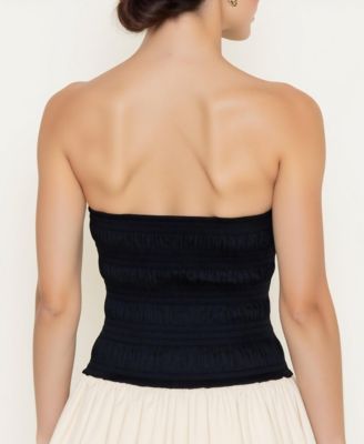 Women's Strapless Smocked Bodice Bubble Hem Mini Dress