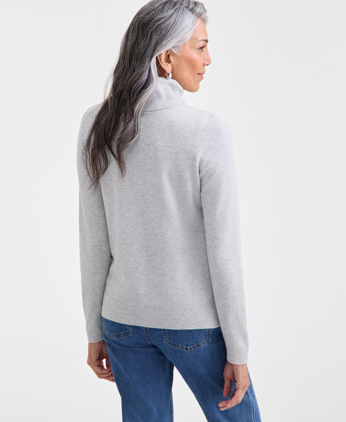 Style & Co Women's Long-sleeve Turtleneck Sweater, Created For Macy's In Gray