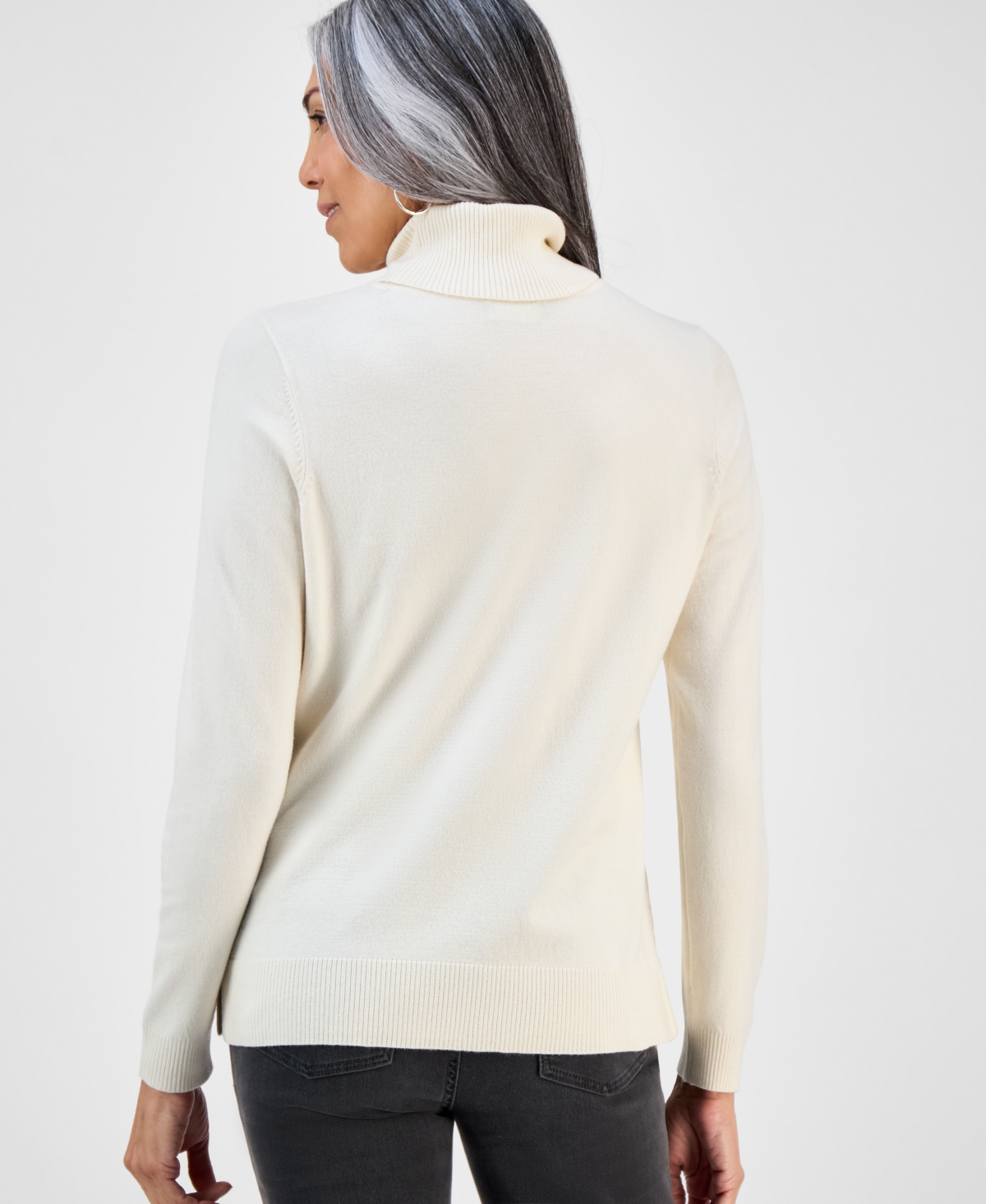 Style & Co Women's Long-sleeve Turtleneck Sweater, Created For Macy's In Neutral