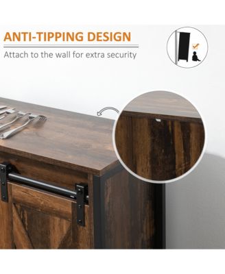 Industrial Buffet Cabinet Kitchen Sideboard with Sliding Barn Doors