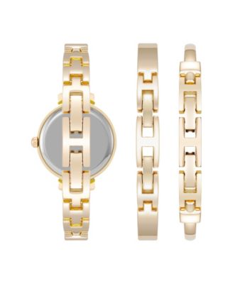 Women's Quartz Black and Gold-Tone Metal Alloy Bangle Watch Set, 26mm