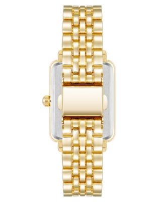 Women's Quartz Rectangular Gold-Tone Metal Alloy Watch, 25mm