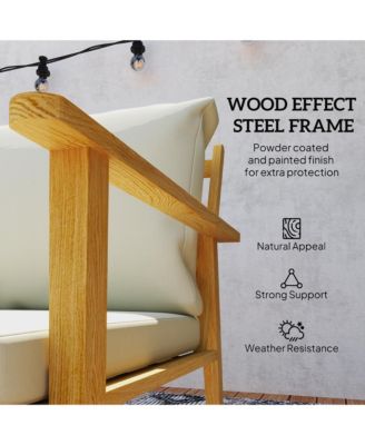 3 Piece Patio Set, Wood Effect Metal Bistro Set,