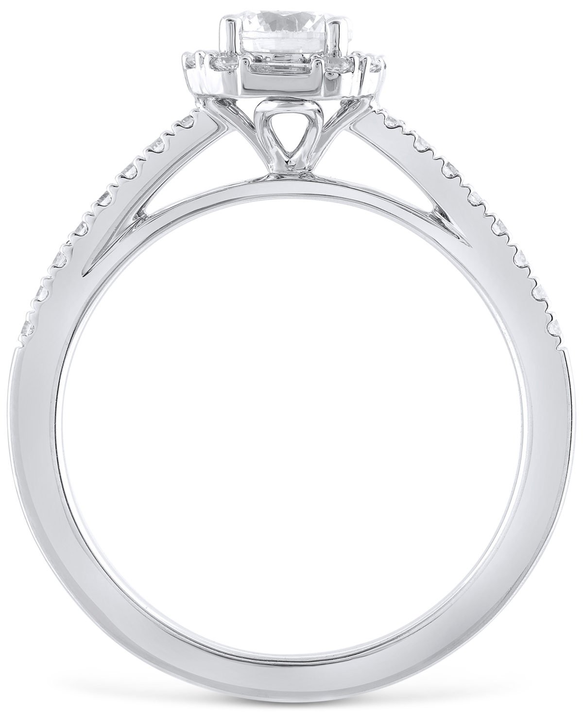 Macy's Diamond Halo Engagement Ring (3/4 Ct. T.w.) In 14k White Gold In Gold