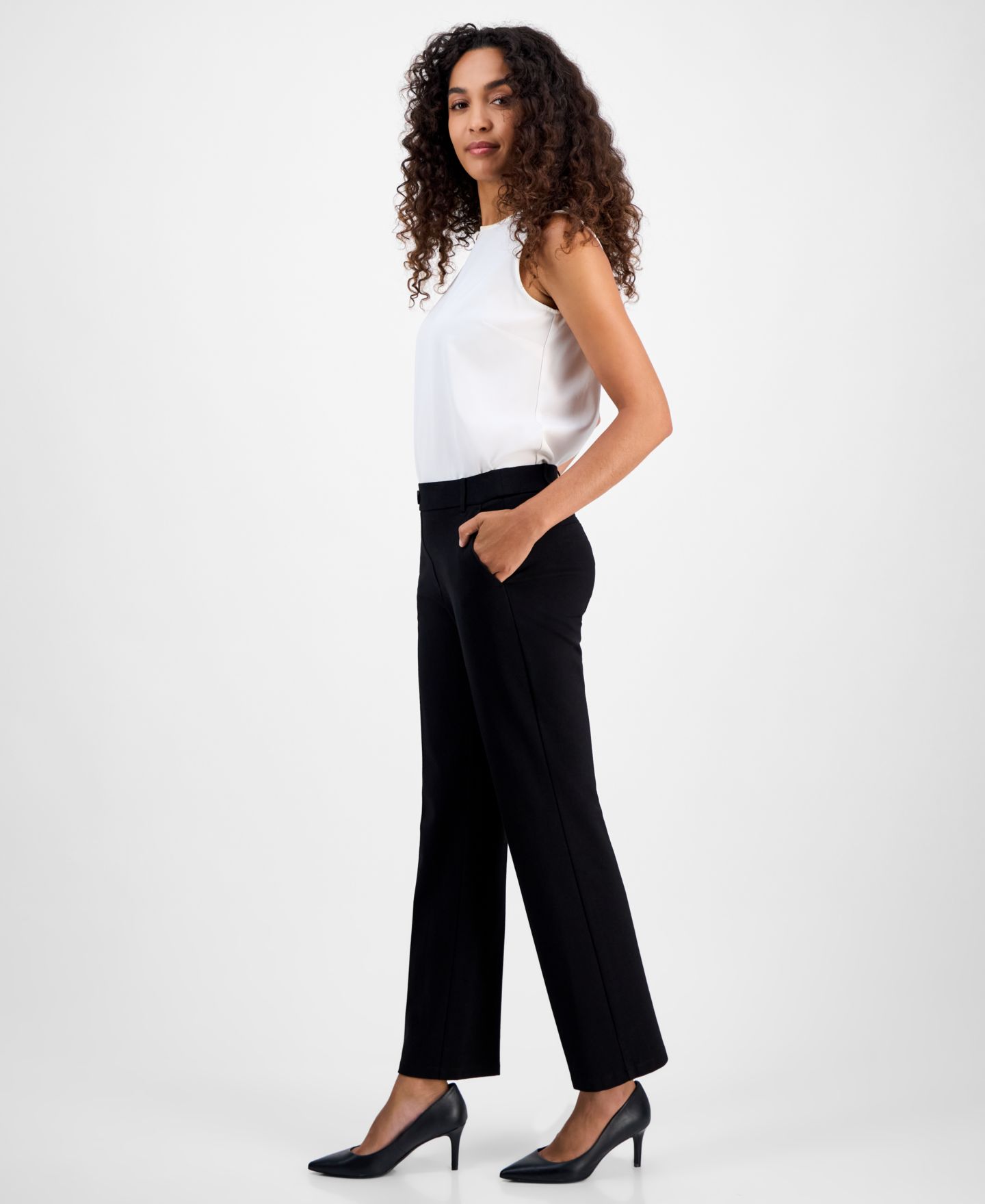 Женские брюки Kasper Audrey Pull-On Ponte Wide-Leg Trouser, цвет: Чёрный — фото 2