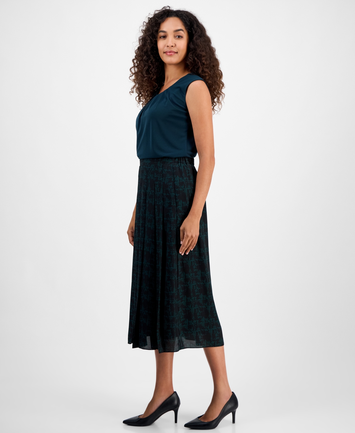 Kasper Women's Pleated Pull-on Skirt, Regular & Petite In Blue