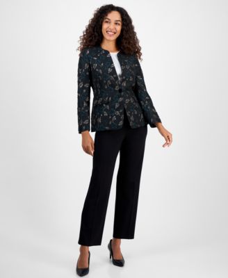 Kasper Women's Metallic Jacquard Collarless Jacket, Regular