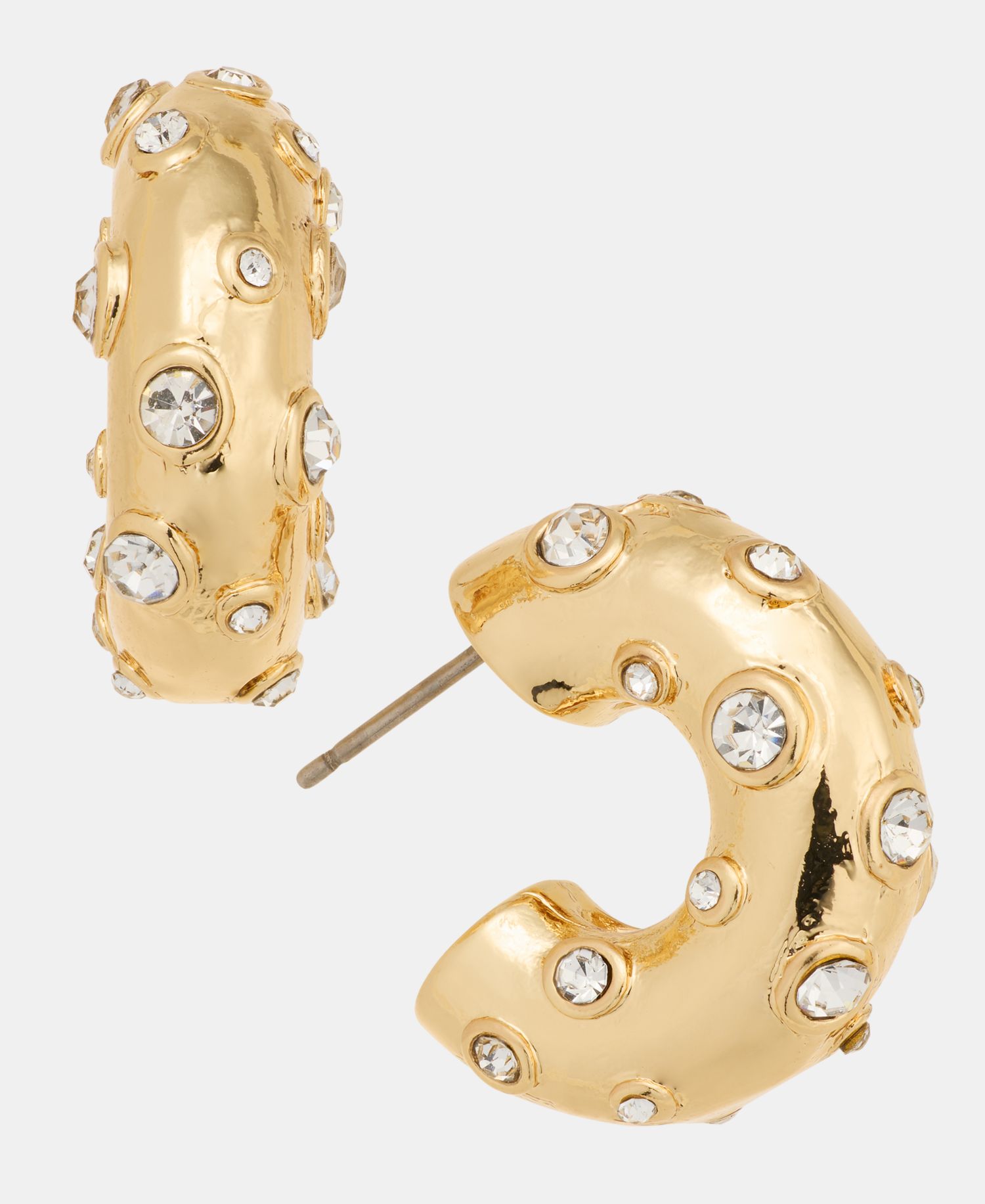 Small Pav&eacute; Chubby Hoop Earrings, 0.8"