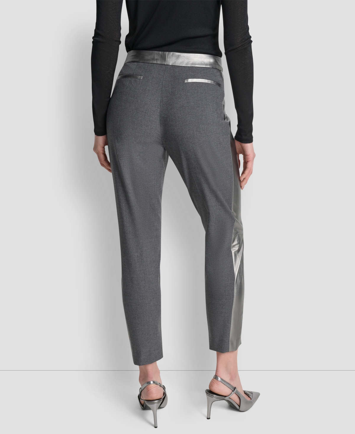Dkny Women's Mid-rise Tuxedo Pants In Gray