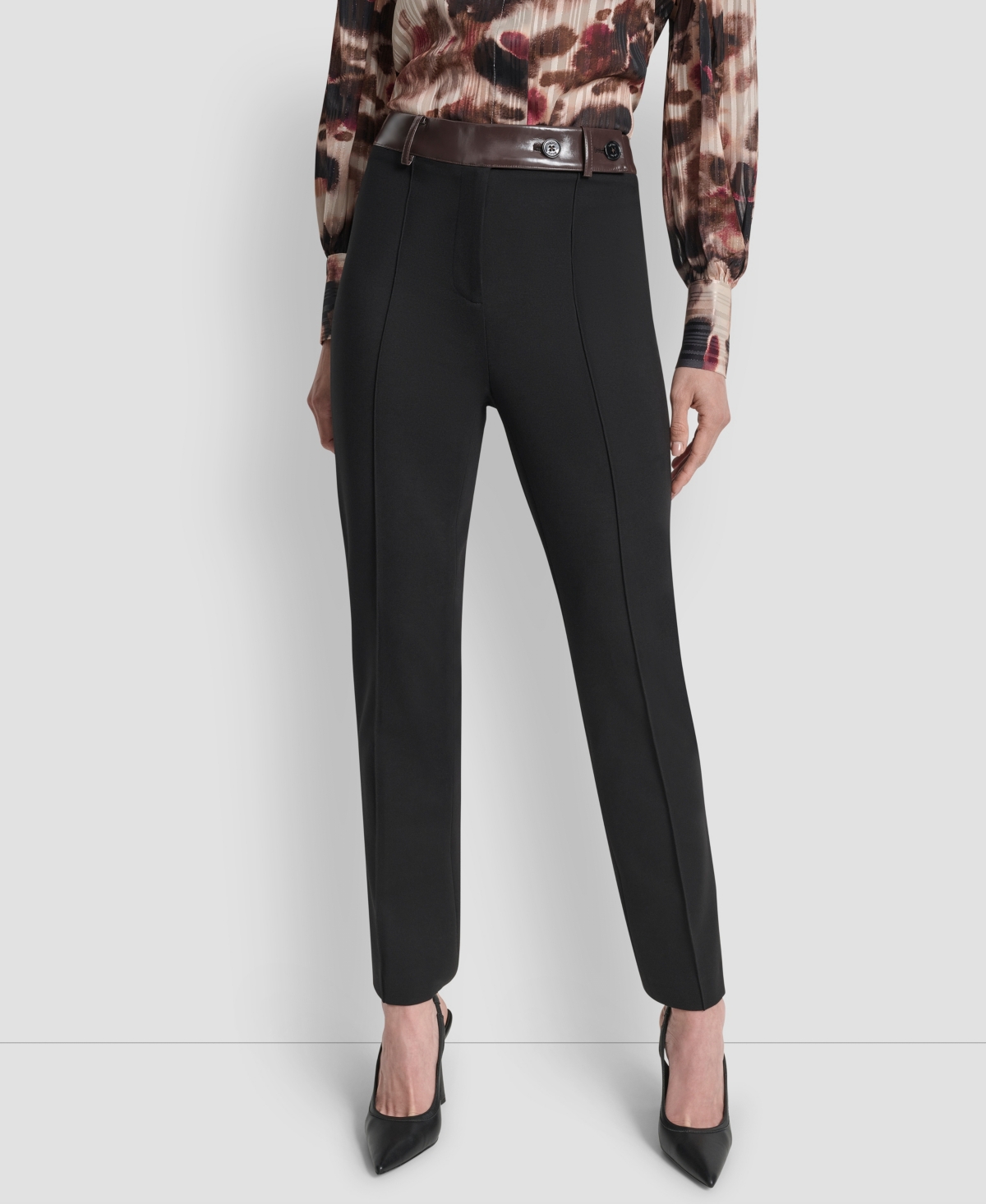 Dkny Women's Straight Pintuck Mid Rise Trousers