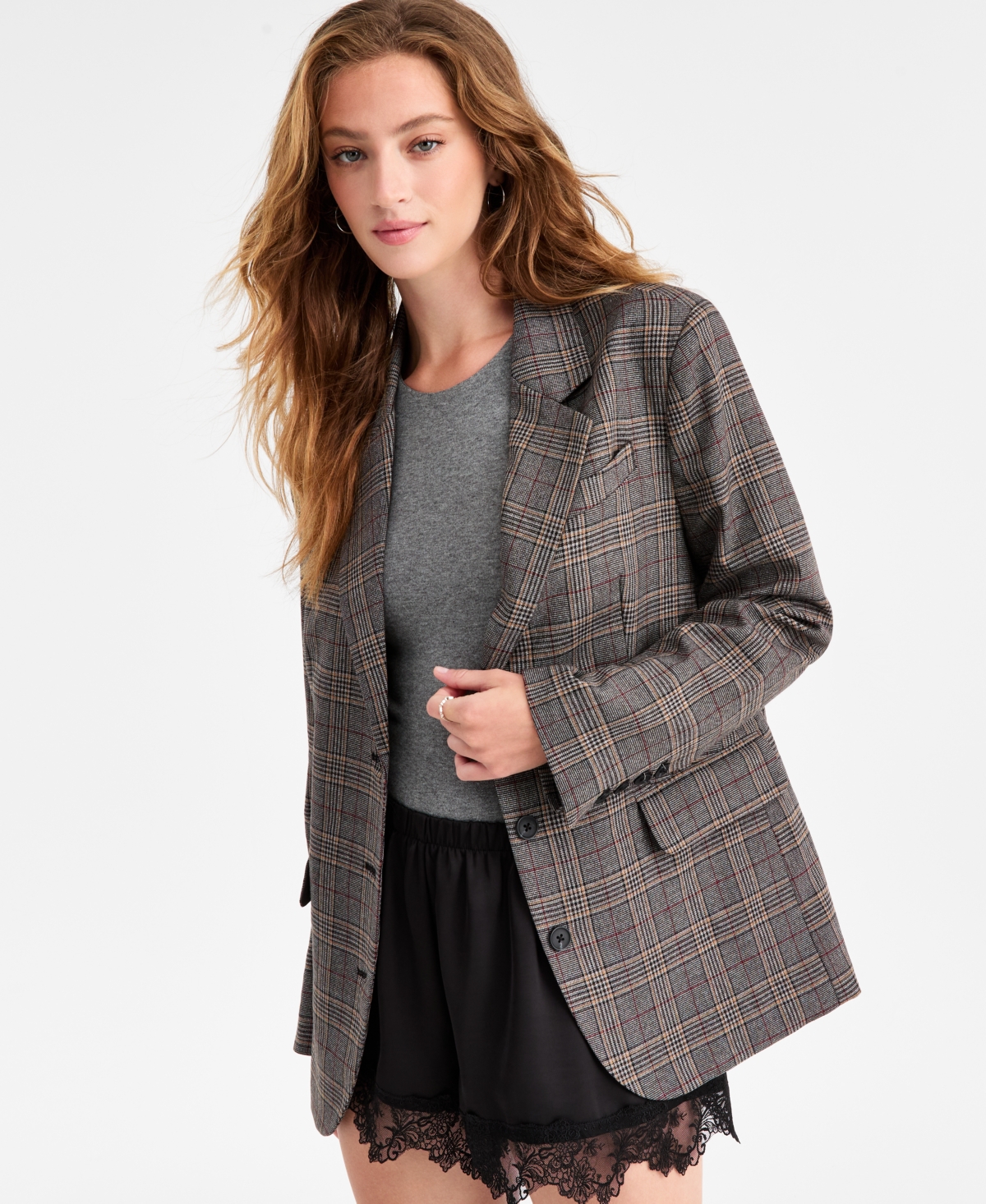 Bar Iii Women's Plaid Blazer, Macy's Exclusive In Multi