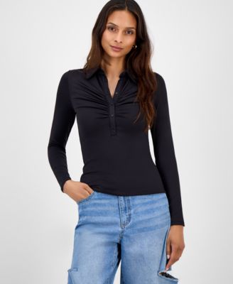 Bar III - Women's Ruched Polo Top