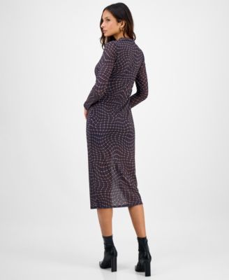Women's Mock Neck Printed Mesh Midi Dress, Macy's Exclusive 