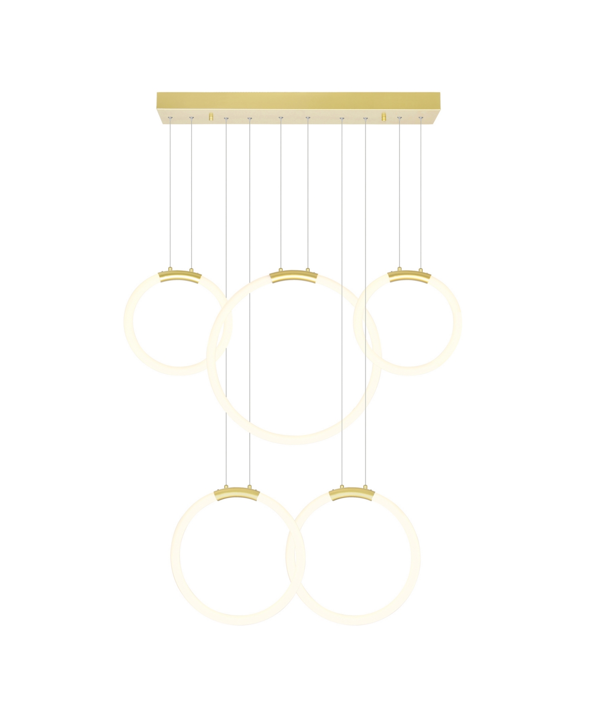Cwi Lighting 27" Metal Hoops 5 Light Led Chandelier In Gold