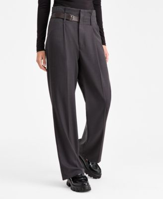 Women's Buckle-Tab Pleated Trousers, Macy's Exclusive