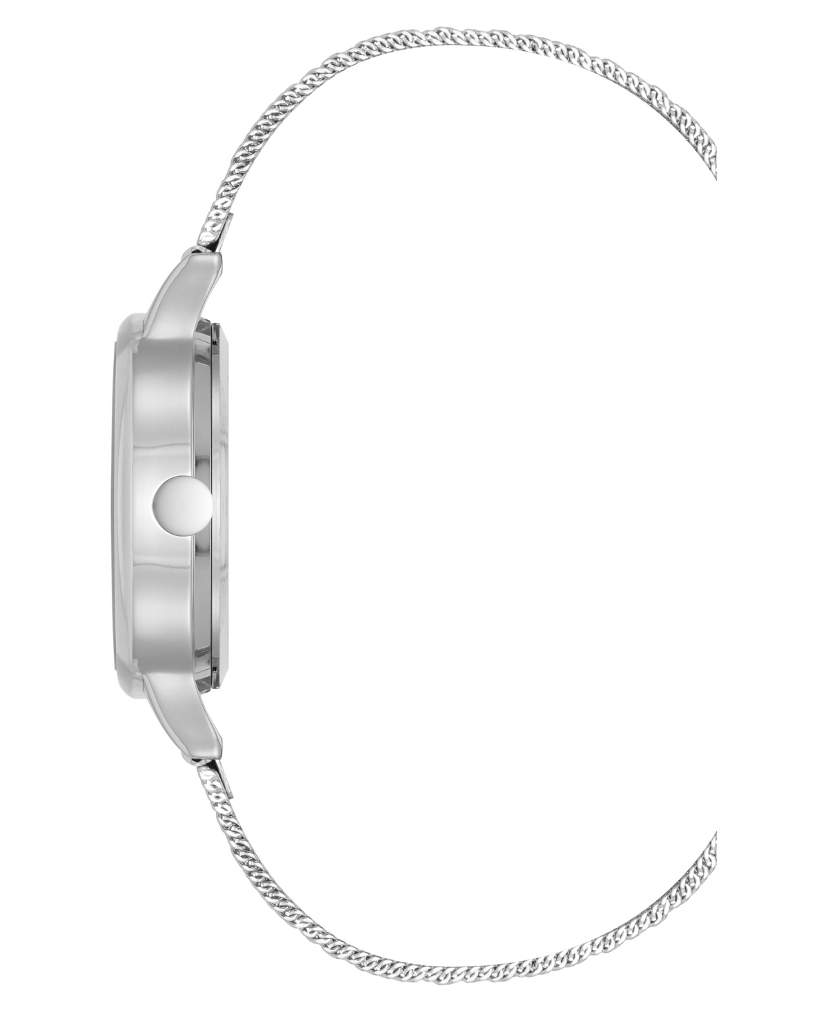 Nine West Women's Quartz Capital Silver-tone Stainless Steel Mesh Watch, 34mm In Gray