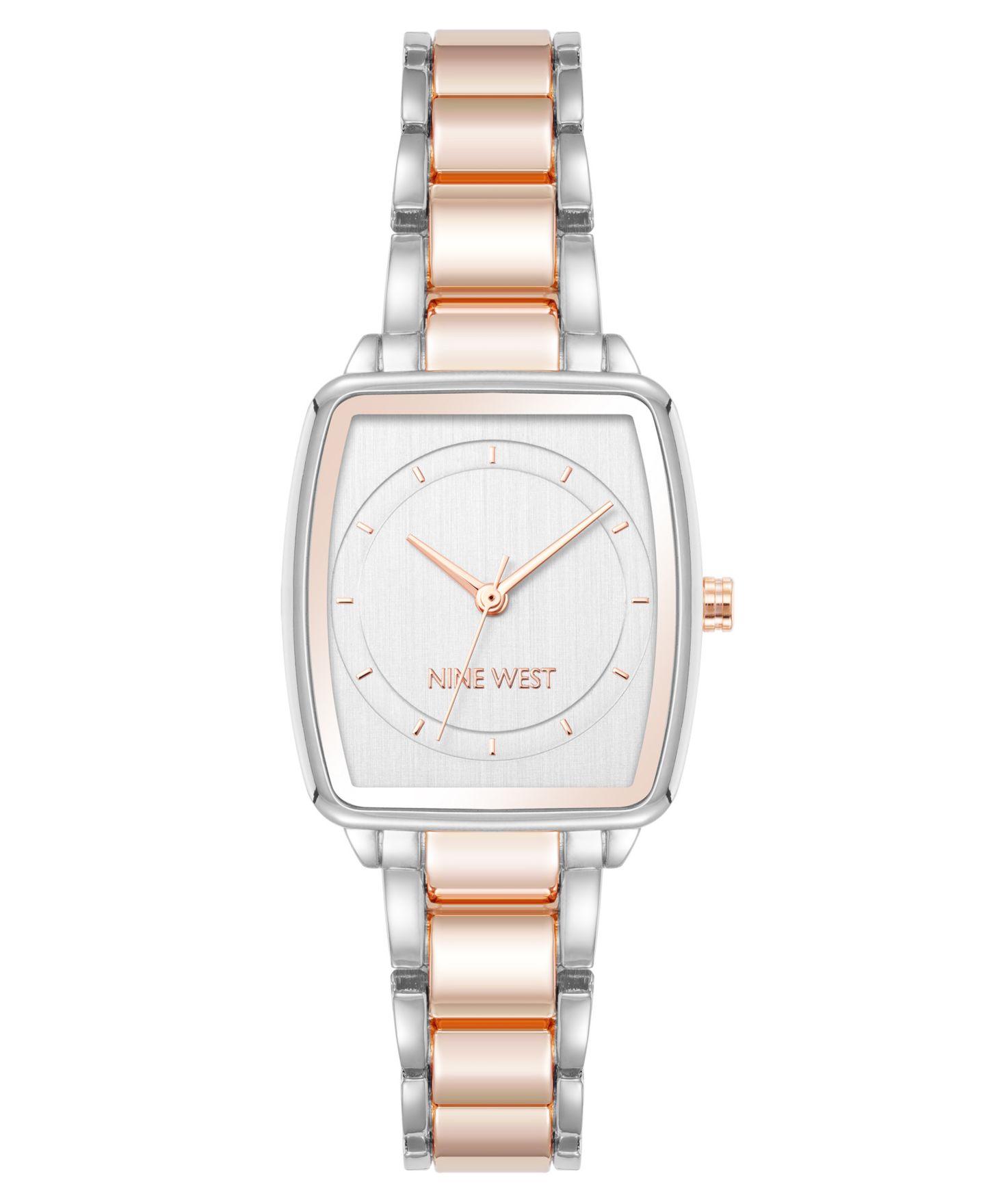 Женские часы Anne Klein Quartz Cushion Silver-Tone and Rose Gold-Tone Metal Alloy, 26mm — фото 1