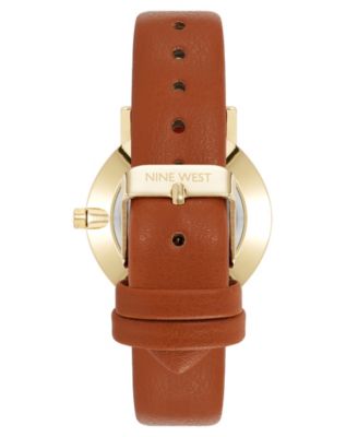 Women's Quartz Signature Brown Leather and Gold-Tone Watch, 34mm