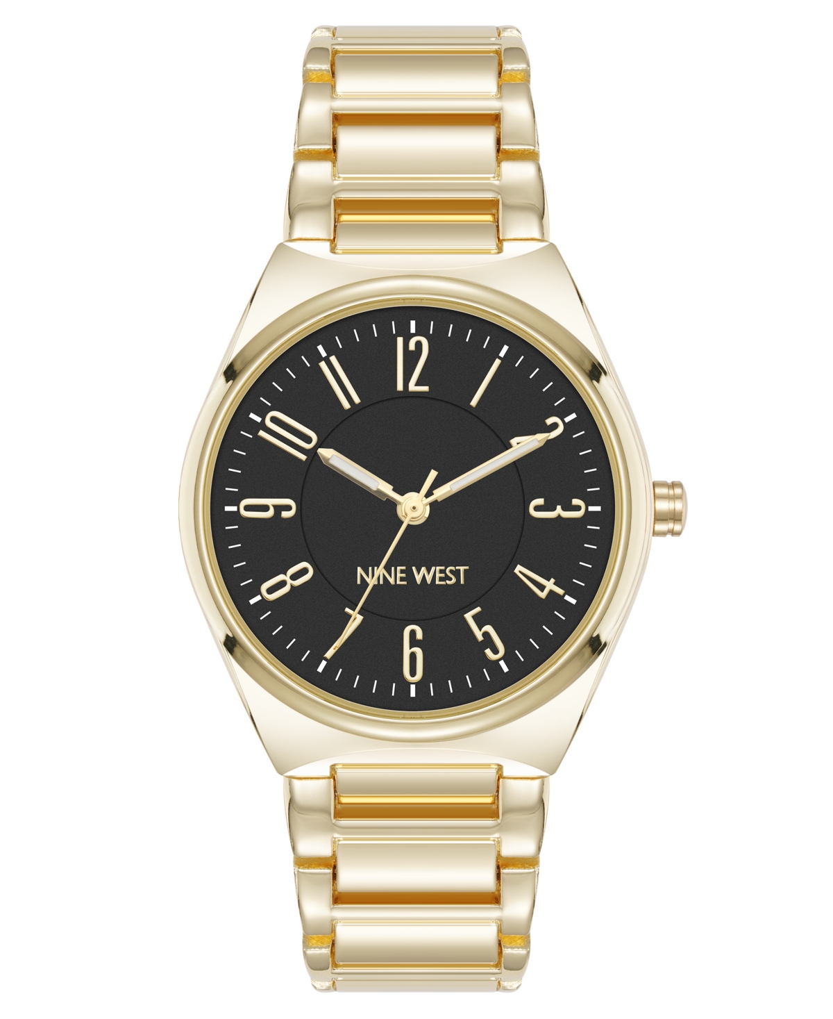 Anne Klein Women's Quartz Easy-to-read Black And Gold-tone Metal Alloy Watch, 34mm In Multi