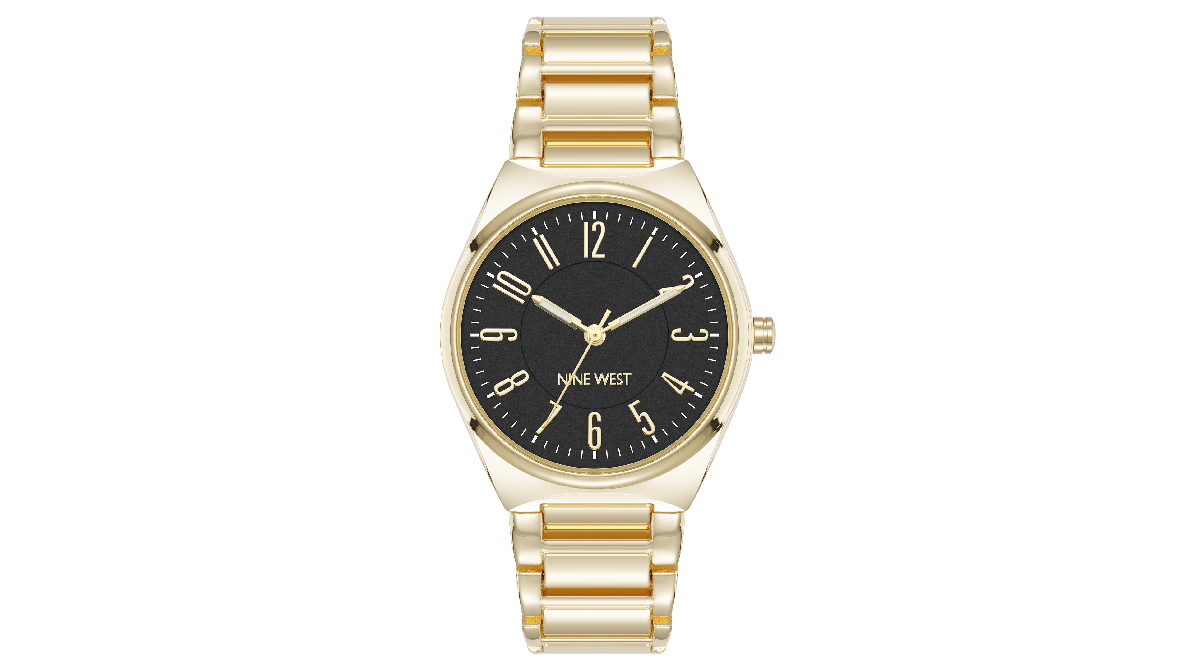 Anne Klein Women's Quartz Easy-to-Read Black and Gold-Tone Metal Alloy Watch, 34mm