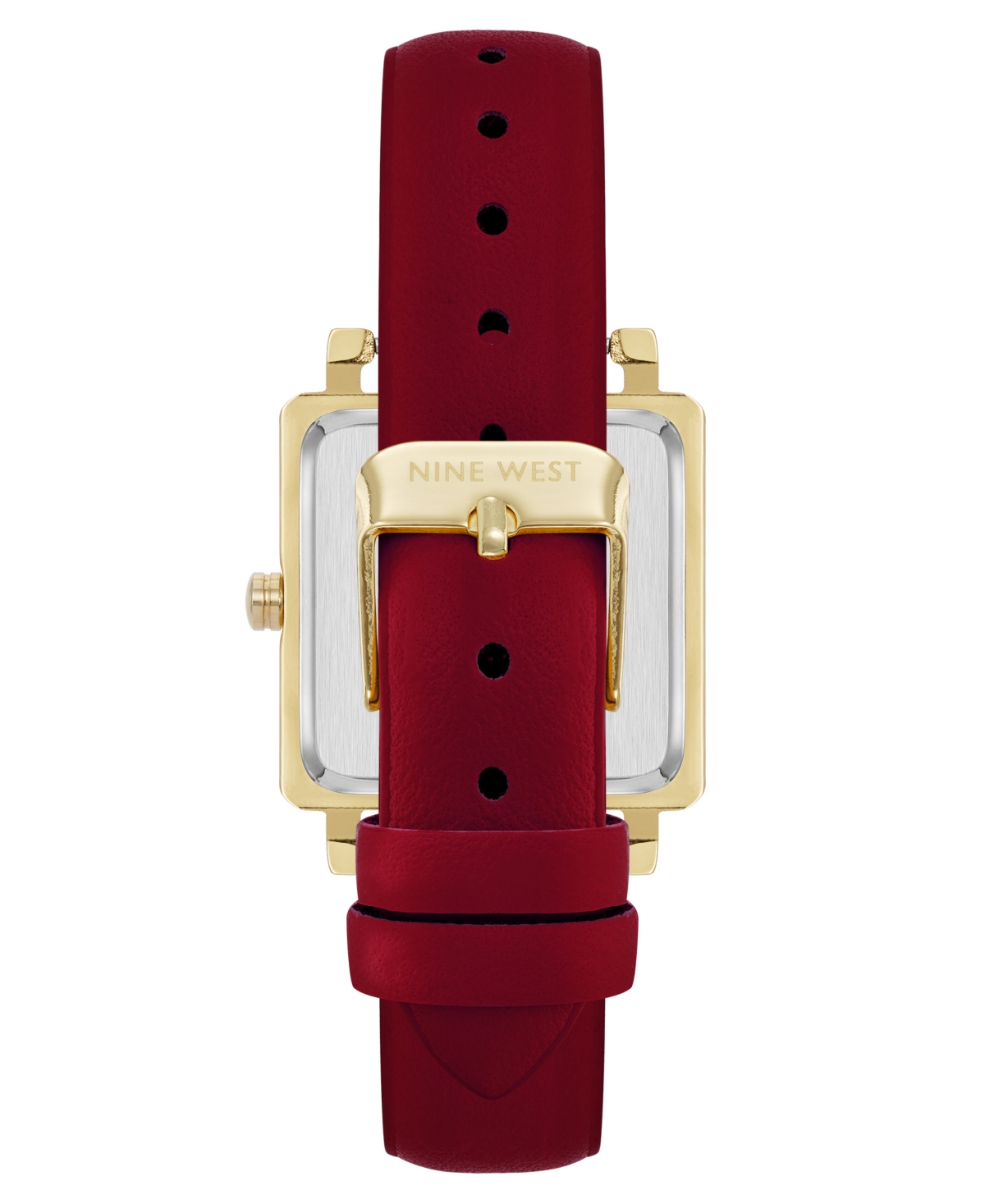 Nine West Women's Quartz Burgundy Leather And Gold-tone Watch, 29mm In Red