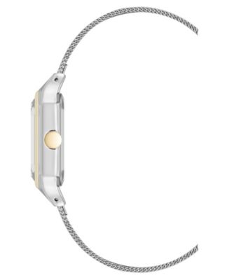 Women's Quartz Faceted Silver-Tone and Gold-Tone Stainless Steel Mesh Watch, 26mm