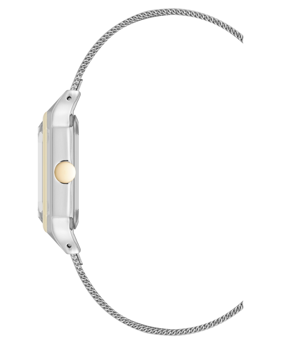 Nine West Women's Quartz Faceted Silver-tone And Gold-tone Stainless Steel Mesh Watch, 26mm In Metallic