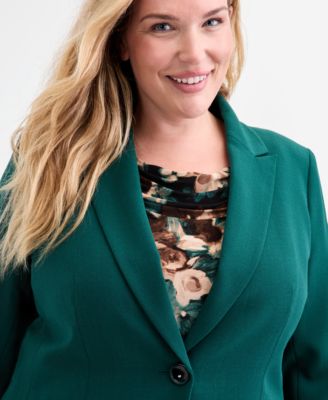 Plus Size Stretch Crepe One-Button Jacket