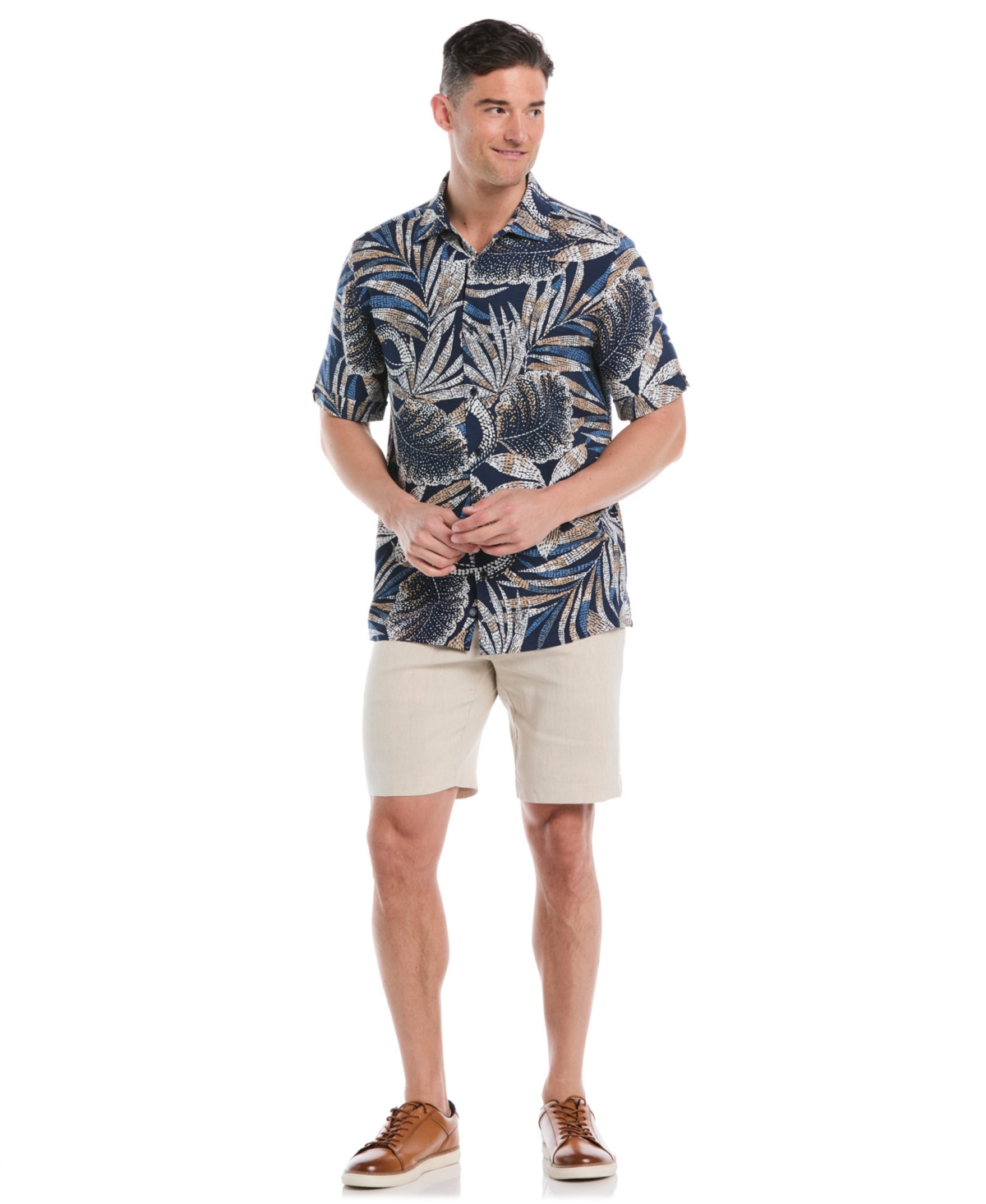 Cubavera Men's Pointillism Tropical Print Short Sleeve Button Down Shirt In Animal Print