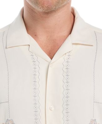 Men's Embroidered L-Shape Short-Sleeve Button-Down Shirt