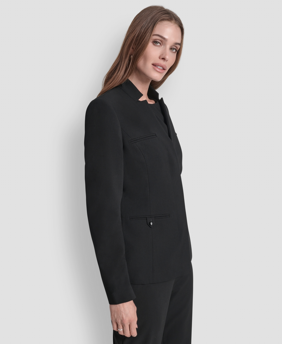 Dkny Women's Mandarin Collar Open Front Blazer