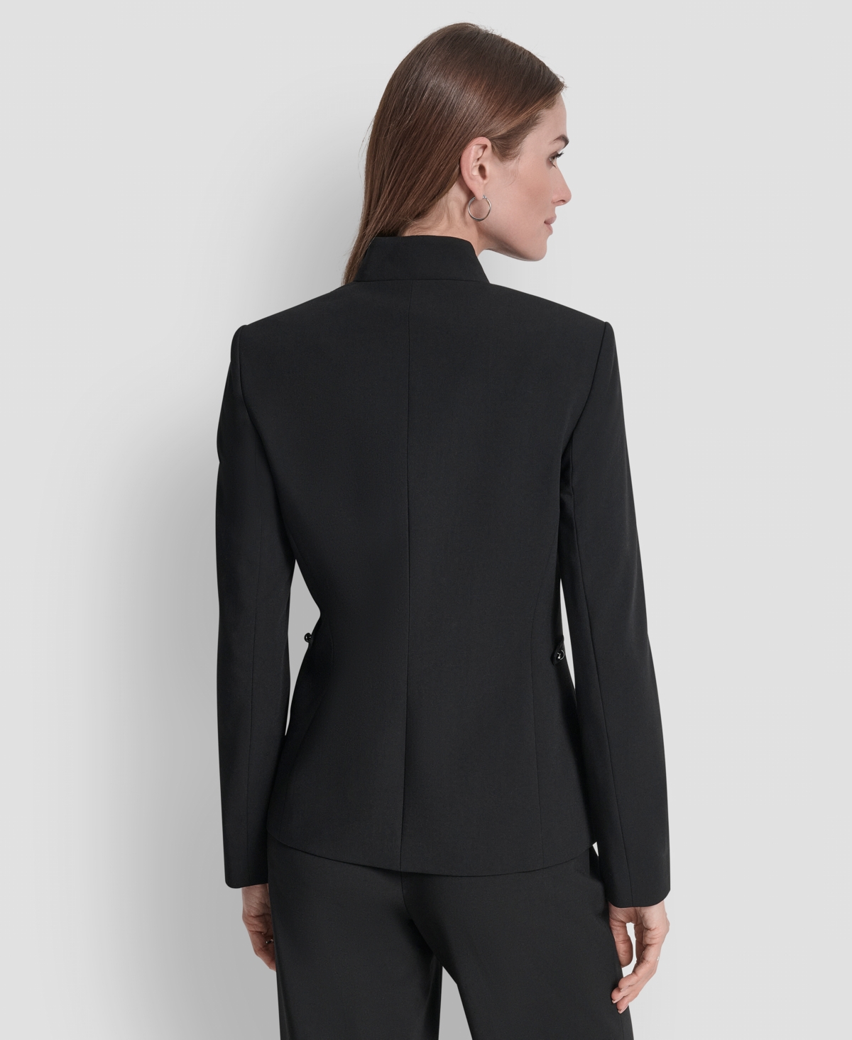 Dkny Women's Mandarin Collar Open Front Blazer In Black