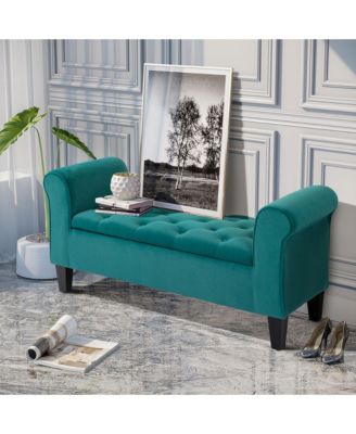 Button-Tufted Storage Ottoman Bed Bench,