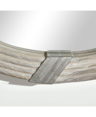 30.75" Wood Wall Mirror, Round Mirror for Wall Living Room, Natural