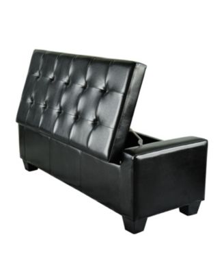 Modern Ottoman Bench Seat Faux Leather Sofa Shoe Storage Footrest