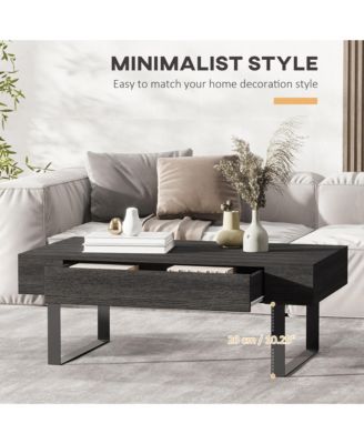 Industrial Table w/Storage Drawer & Solid Metal Frame, Dark