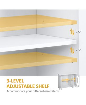 Kitchen Sideboard Storage Cabinet with Glass Door Adjustable Shelf