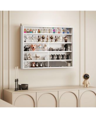 31.5" Glass 5-Tier Display Cabinet 4 Adjustable Shelves Freestanding Storage Showcase with Doors