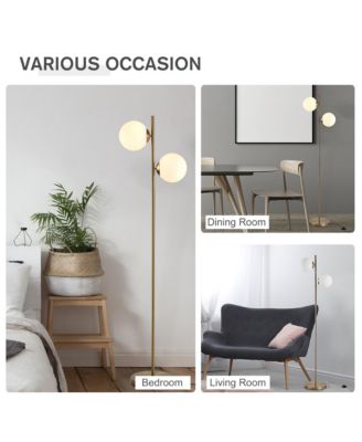 Modern Floor Lamp with 2 Globe Lamp Shade Reading Sding Light