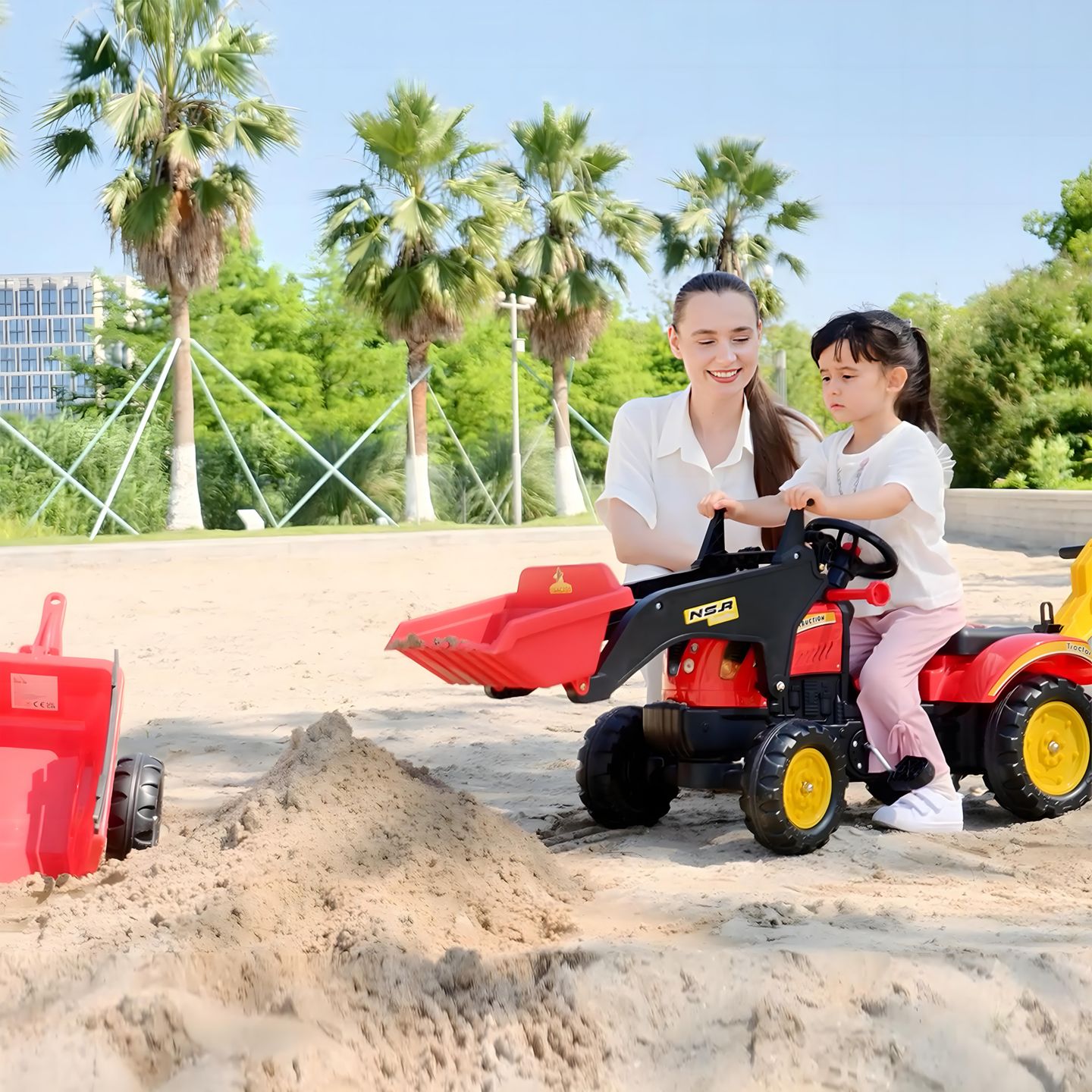 Детская игрушка Aosom Pedal Excavator Ride-On Toy, 70.5"L x 16.5"W x 23.25"H, 77 lbs Capacity, Ages 3+ — фото 9