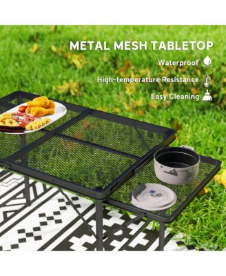 Folding Grill Table, 4.5 ft Portable Camping Table w/ Wing Panels