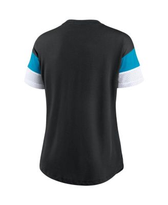 Women's Black Carolina Panthers Team Logo Fashion Performance Tri-Blend V-Neck T-Shirt