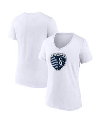 Fanatics - Women's White Sporting Kansas City Logo V-Neck T-Shirt